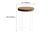 2 Piece Mid Century Modern Pine Wood & Acrylic Round Coffee Table Set in Natural