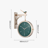 Modern Double-Sided Wall Clock Green Minimalist Hanging Clock