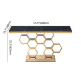 59" Contemporary Rectangular Black Marble Console Table Narrow Entryway Table