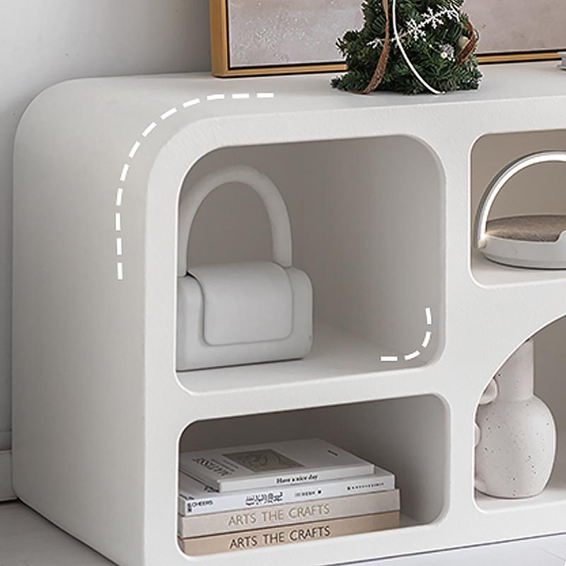Farmhouse Bookshelf Wood TV Stand in White with Shelves for TV Up to 70"