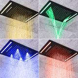 Ceiling Mounted 20" Thermostatic Black Shower System Rainfall 4 Functions