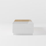 Pinkle 82'' Modern Wood Extendable Sliding Top Coffee Table with Storage in White Walnut