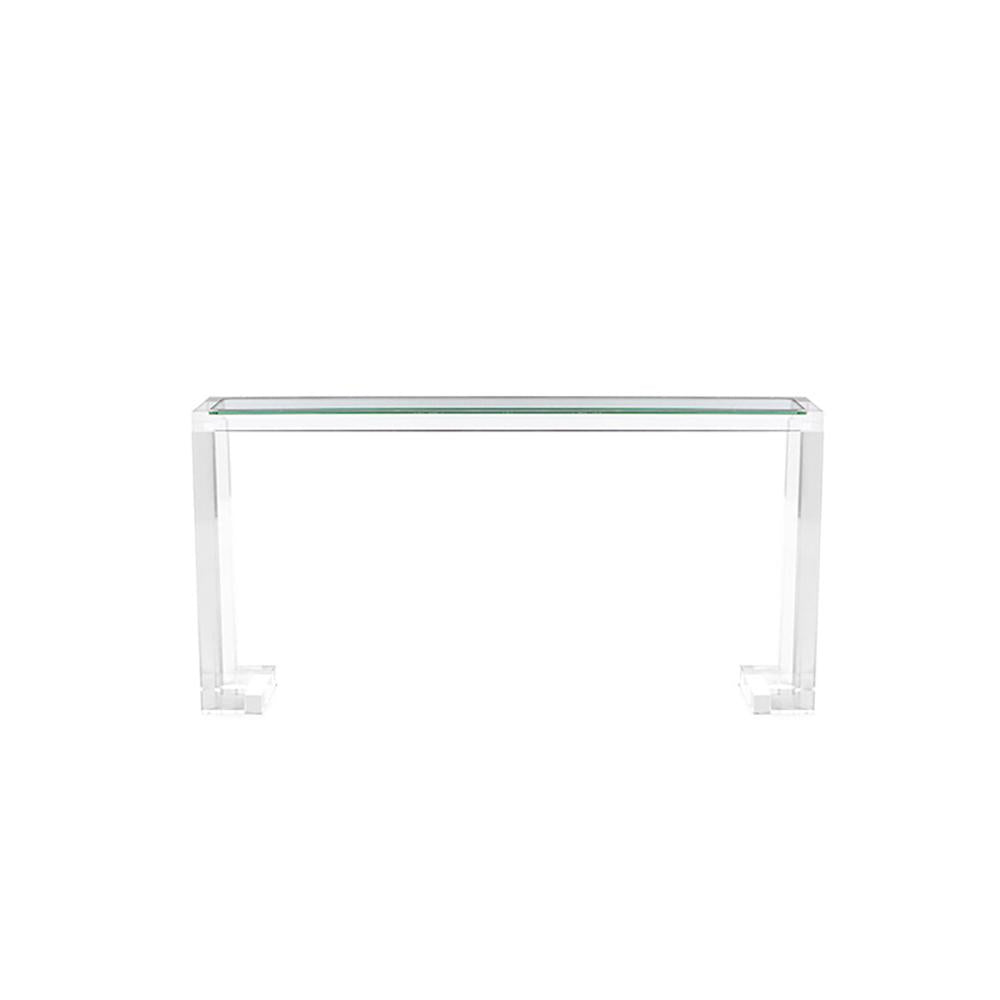 47.2_ Crystal Clear Acrylic Rectangular Console Table with Glass Top