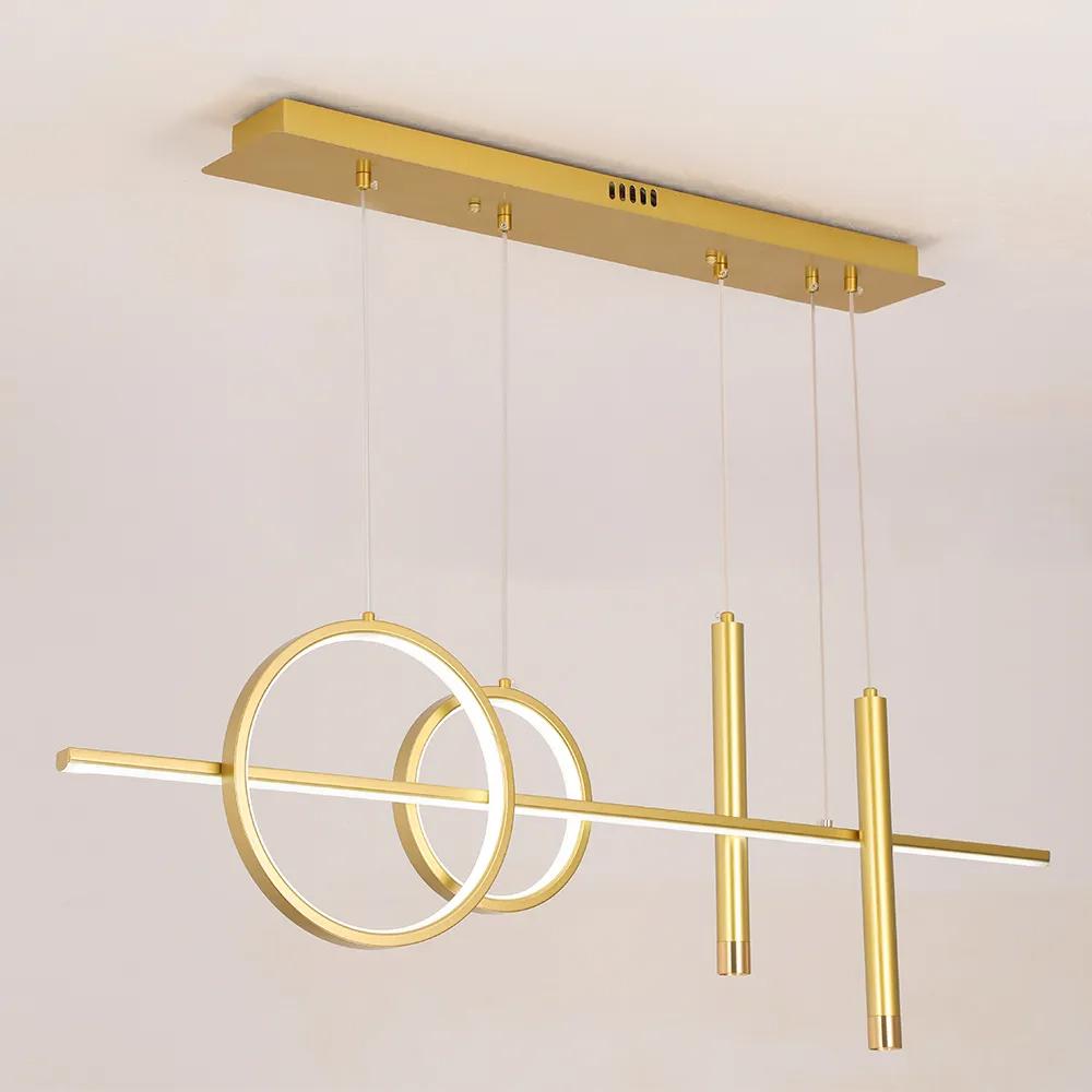 Geometric Dimmable Kitchen Island Light Metal Pendant Light in Black