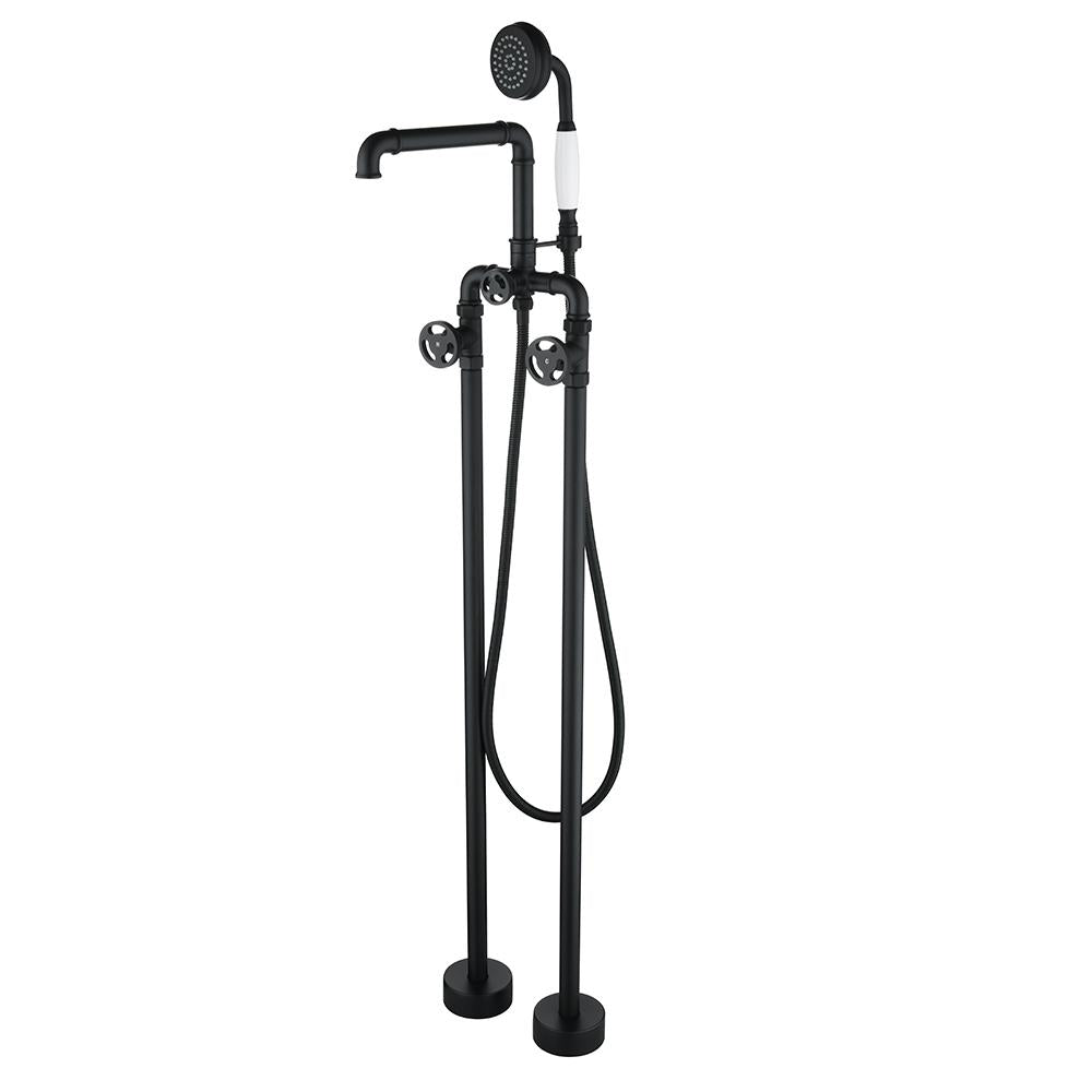 Ruth Black Freestanding Tub Faucet Clawfoot Tub Faucet with Hand Shower