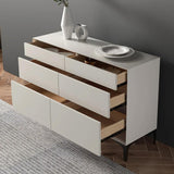 47.2" Minimalist Off White Dresser Accent 6-Drawer Cabinet