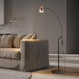 Black Arching Floor lamp Gooseneck Standing Lamp Rose Gold Shade