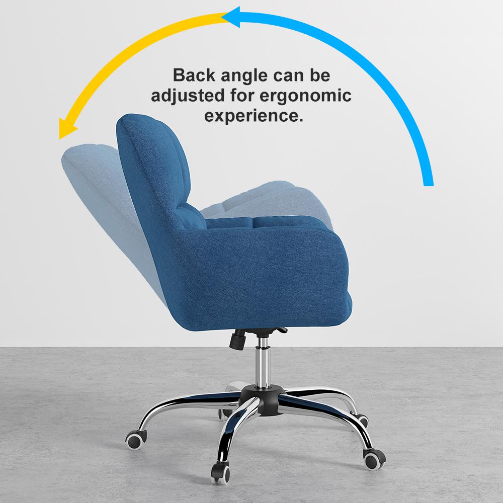 Modern Office Chair Upholstered Cotton & Linen Swivel Task Chair Height Adjustable