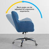 Modern Office Chair Upholstered Cotton & Linen Swivel Task Chair Height Adjustable
