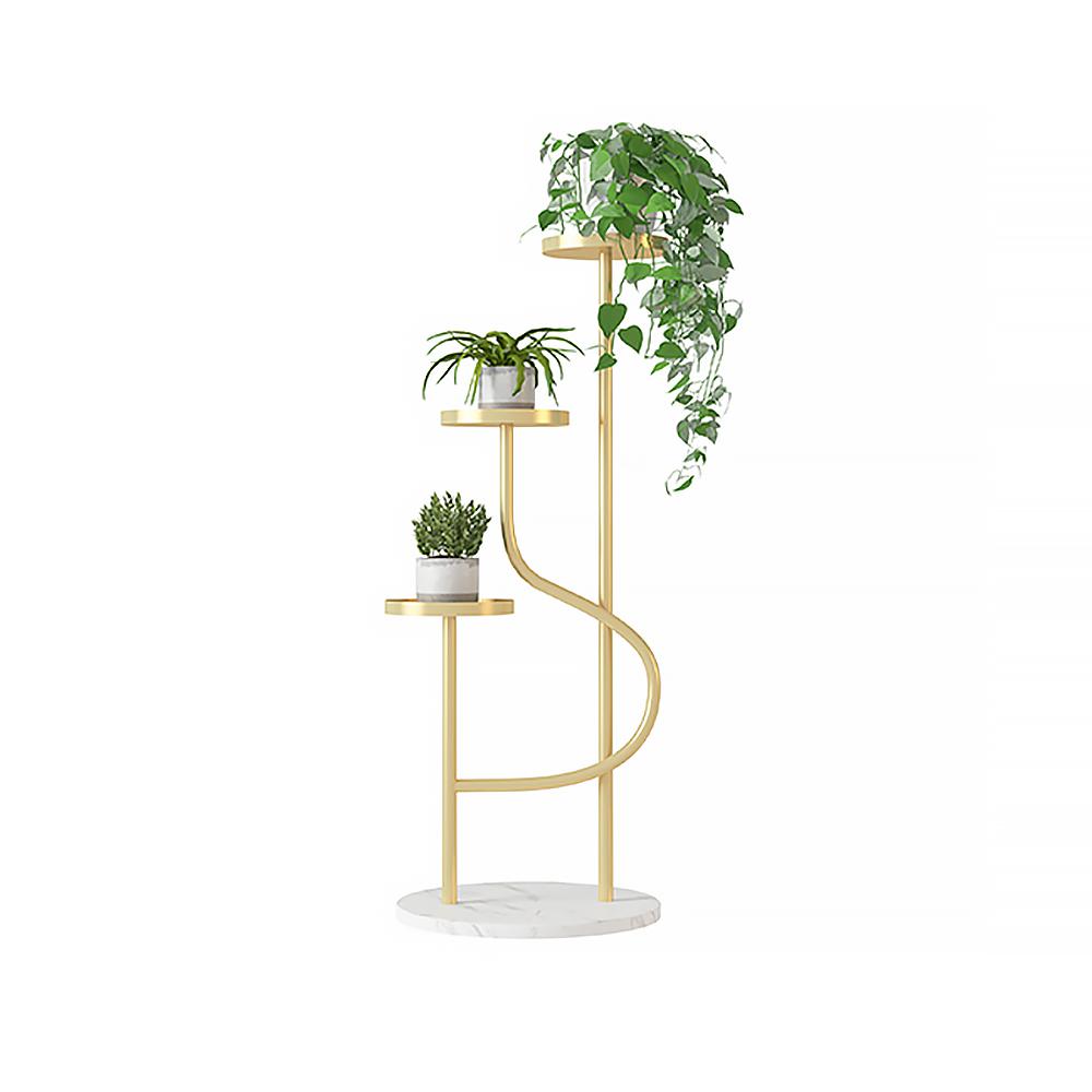 Modern Ladder Plant Stand Unique End Table in Gold Metal