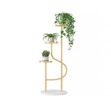 Modern Ladder Plant Stand Unique End Table in Gold Metal