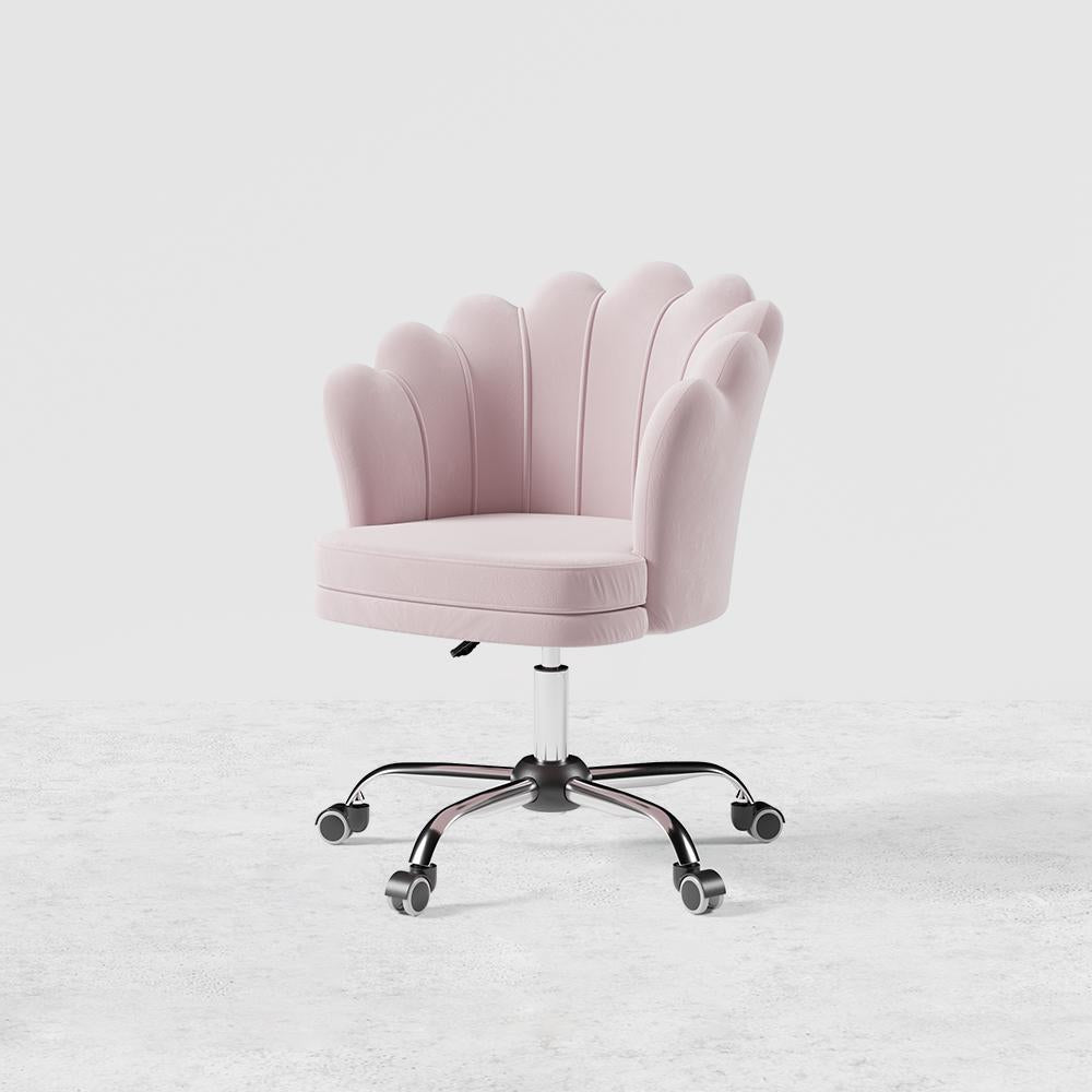 Blue Modern Swivel Office Chair Velvet Upholstered Task Chair Adjustable Height