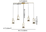 5-Light Kitchen Island light Crystal Linear Pendant Light in Gold