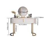 Modern 5-Drawer White Makeup Vanity Table Mirror & Side Cabinet Included