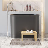 40" Modern Deep Oval Freestanding Matte White Stone Resin Japanese Soaking Bathtub