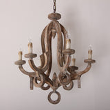 Audrey Classic Cottage Chic Sculpted Wooden 6-Light Chandelier with Candle Shaped