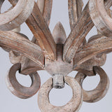 Audrey Classic Cottage Chic Sculpted Wooden 6-Light Chandelier with Candle Shaped