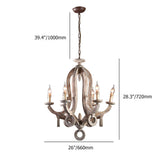 Audrey Classic Cottage Chic Sculpted Wooden 6-Light Chandelier with Candle Shaped