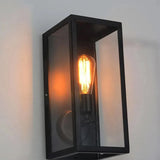 Industrial Square Matte Black Metal Single-Light Outdoor Wall Lantern