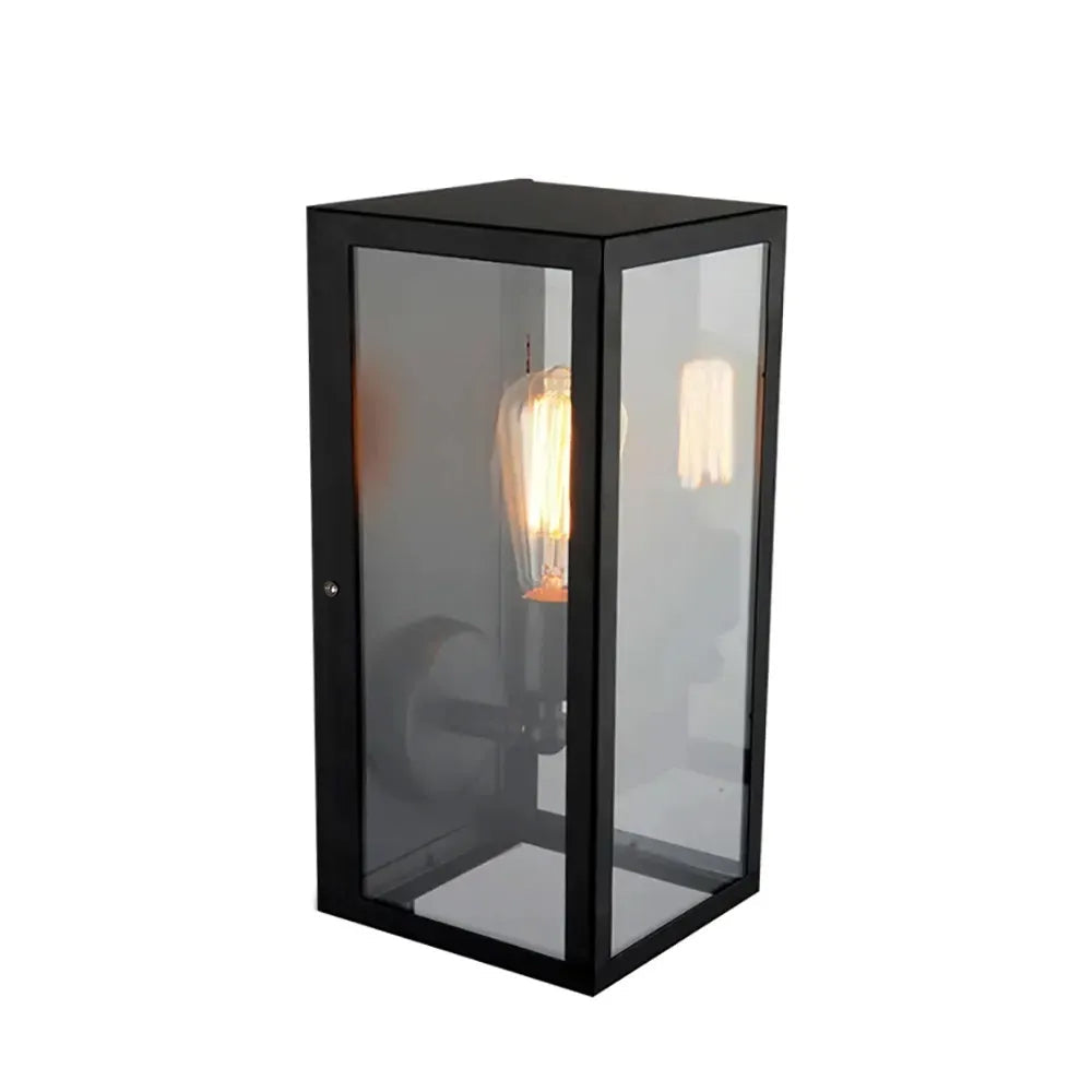 Industrial Square Matte Black Metal Single-Light Outdoor Wall Lantern