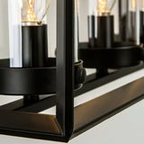 Black Metal Frame 5-Light Kitchen Island Linear Pendant Light Modern Style