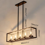 Black Metal Frame 5-Light Kitchen Island Linear Pendant Light Modern Style
