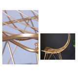 Modern Metal Dining Chair Hollow with PU Leather Cushion in Gold Finish Chair