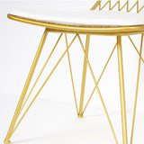 Modern Metal Dining Chair Hollow with PU Leather Cushion in Gold Finish Chair