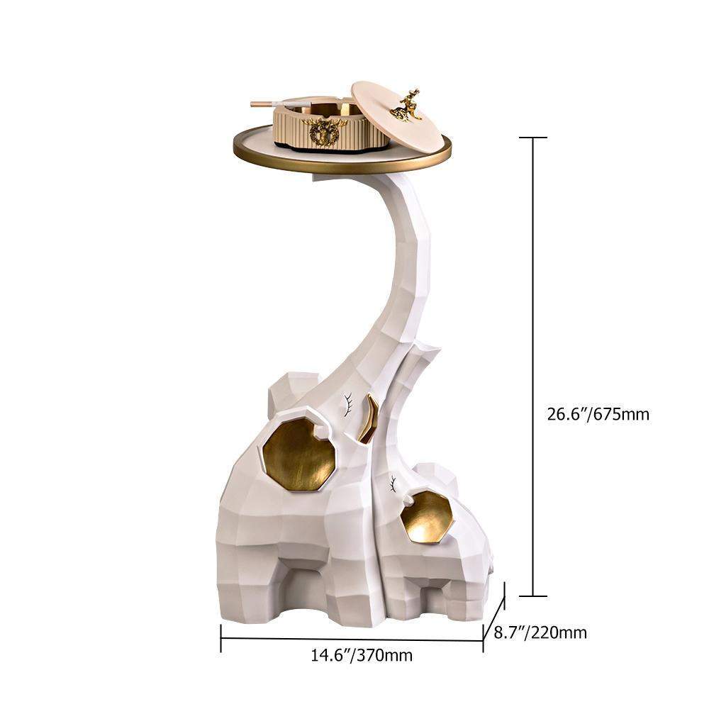 White End Table with Tray Top Decor Elephant Shape Side Table-End & Side Tables,Furniture,Living Room Furniture