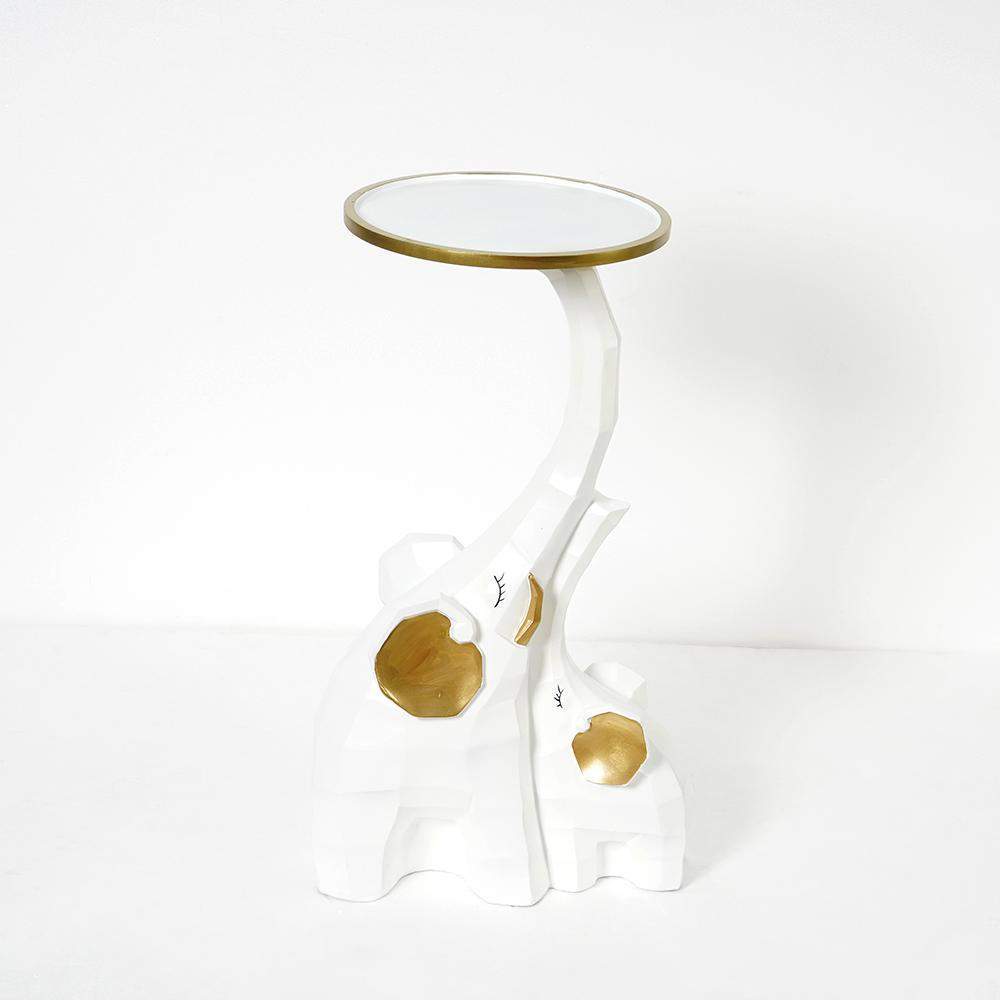 White End Table with Tray Top Decor Elephant Shape Side Table-End & Side Tables,Furniture,Living Room Furniture
