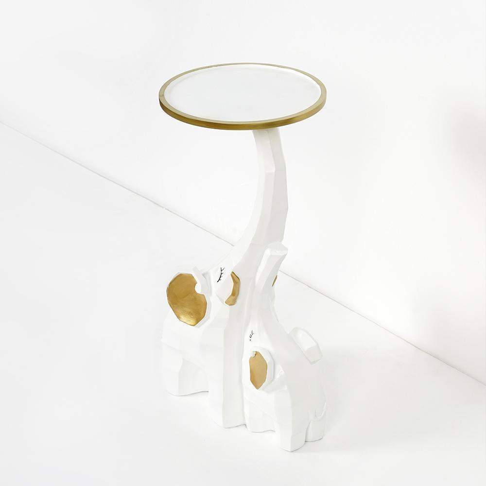 White End Table with Tray Top Decor Elephant Shape Side Table-End & Side Tables,Furniture,Living Room Furniture