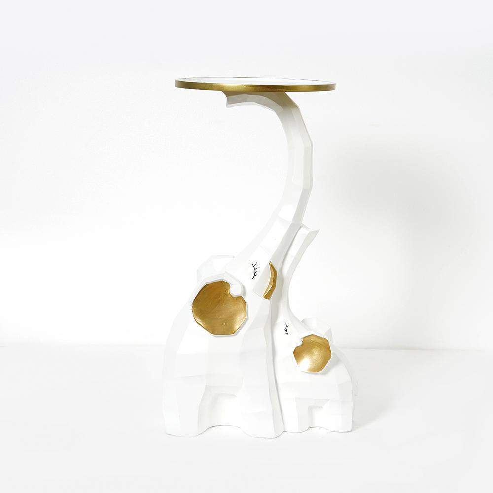 White End Table with Tray Top Decor Elephant Shape Side Table-End & Side Tables,Furniture,Living Room Furniture
