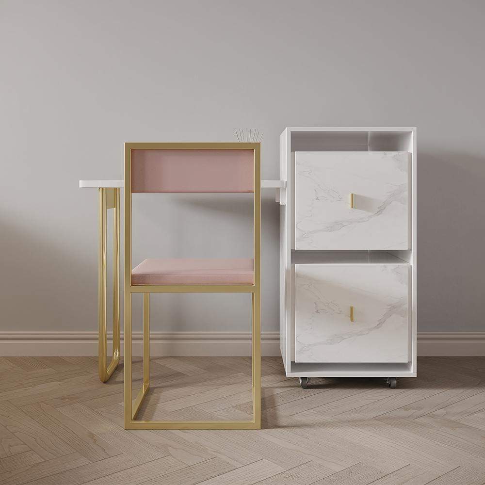 Modern Folding Desk with Chair White Extendable Writing Desk with Cabinet-Desks,Furniture,Office Furniture