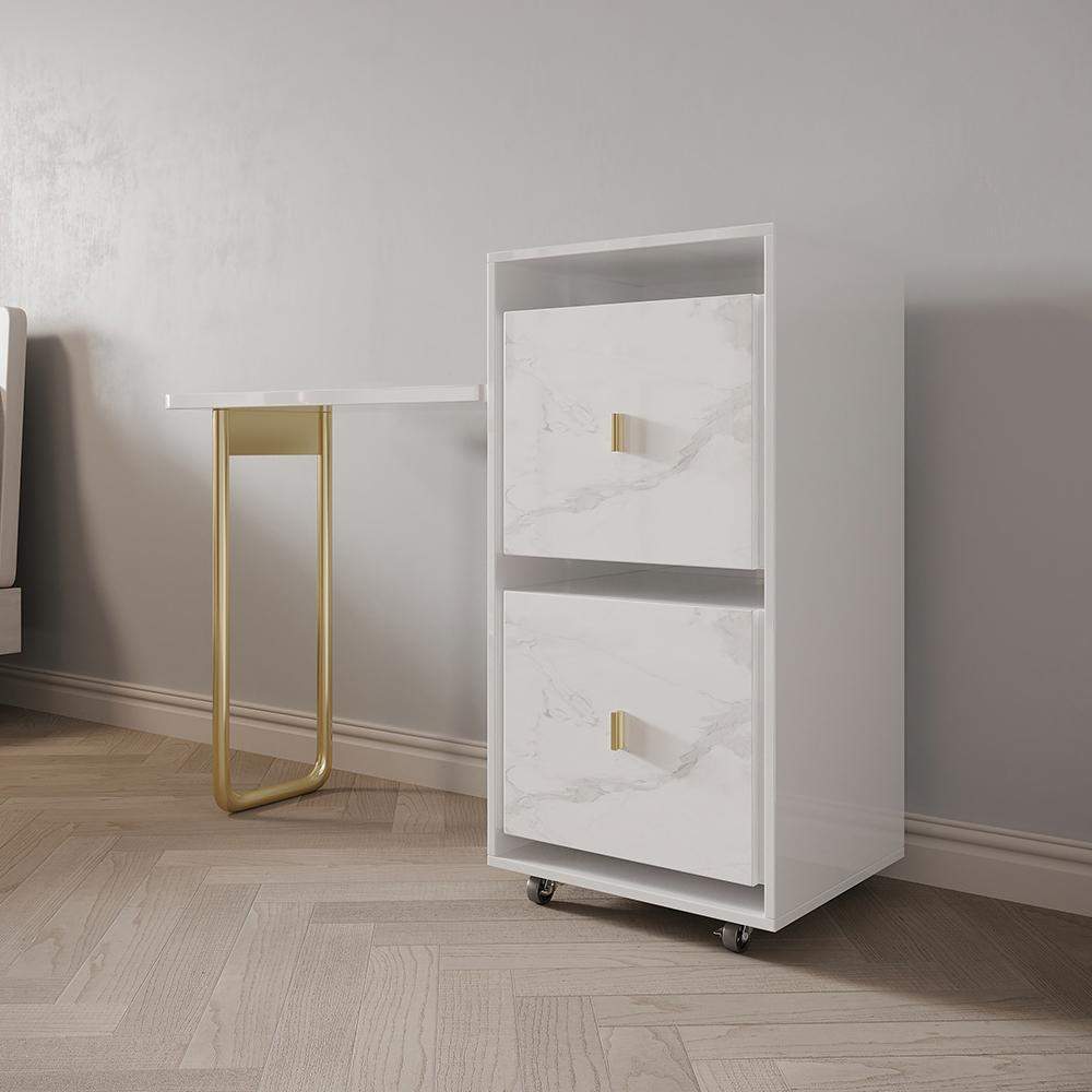 Modern Folding Desk with Chair White Extendable Writing Desk with Cabinet-Desks,Furniture,Office Furniture