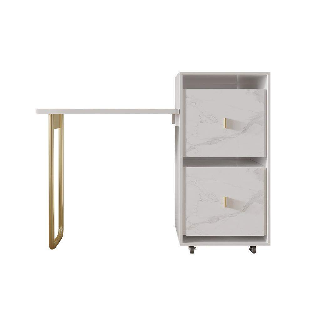 Modern Folding Desk with Chair White Extendable Writing Desk with Cabinet-Desks,Furniture,Office Furniture
