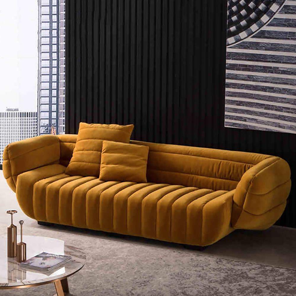 85" Yellow Velvet Upholstered Sofa 3-Seater Sofa Luxury-Richsoul-Furniture,Living Room Furniture,Sofas & Loveseats
