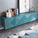 Contemporary Wood TV Stand with Storage in Blue Media Console for TVs up to 85"-Richsoul-Furniture,Living Room Furniture,TV Stands
