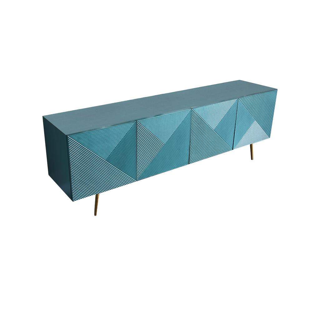 Contemporary Wood TV Stand with Storage in Blue Media Console for TVs up to 85"-Richsoul-Furniture,Living Room Furniture,TV Stands