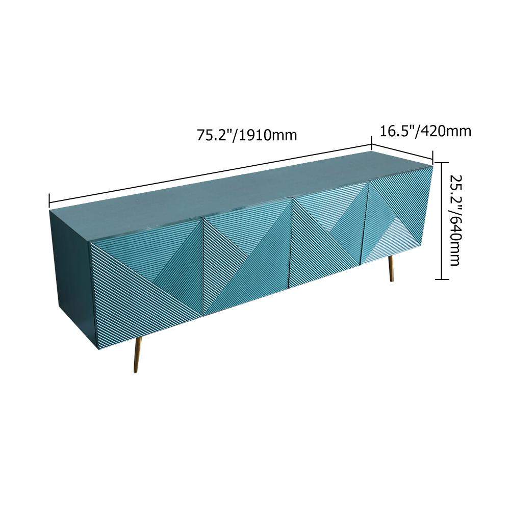 Contemporary Wood TV Stand with Storage in Blue Media Console for TVs up to 85"-Richsoul-Furniture,Living Room Furniture,TV Stands
