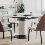 Modern Leaf Extendable Stone Dining Table Carbon Steel Base