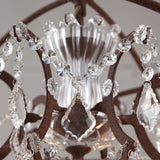 Industrial Loft 6 Lights Retro Clear Crystal Rust Metal Orb Chandelier
