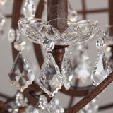 Industrial Loft 6 Lights Retro Clear Crystal Rust Metal Orb Chandelier