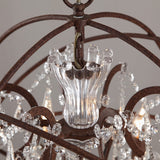 Industrial Loft 6 Lights Retro Clear Crystal Rust Metal Orb Chandelier