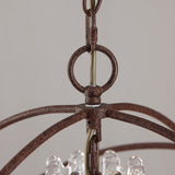 Industrial Loft 6 Lights Retro Clear Crystal Rust Metal Orb Chandelier