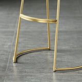 Gold & Beige PU Leather Upholstered Round Bar Height Stool Backless Set of 2