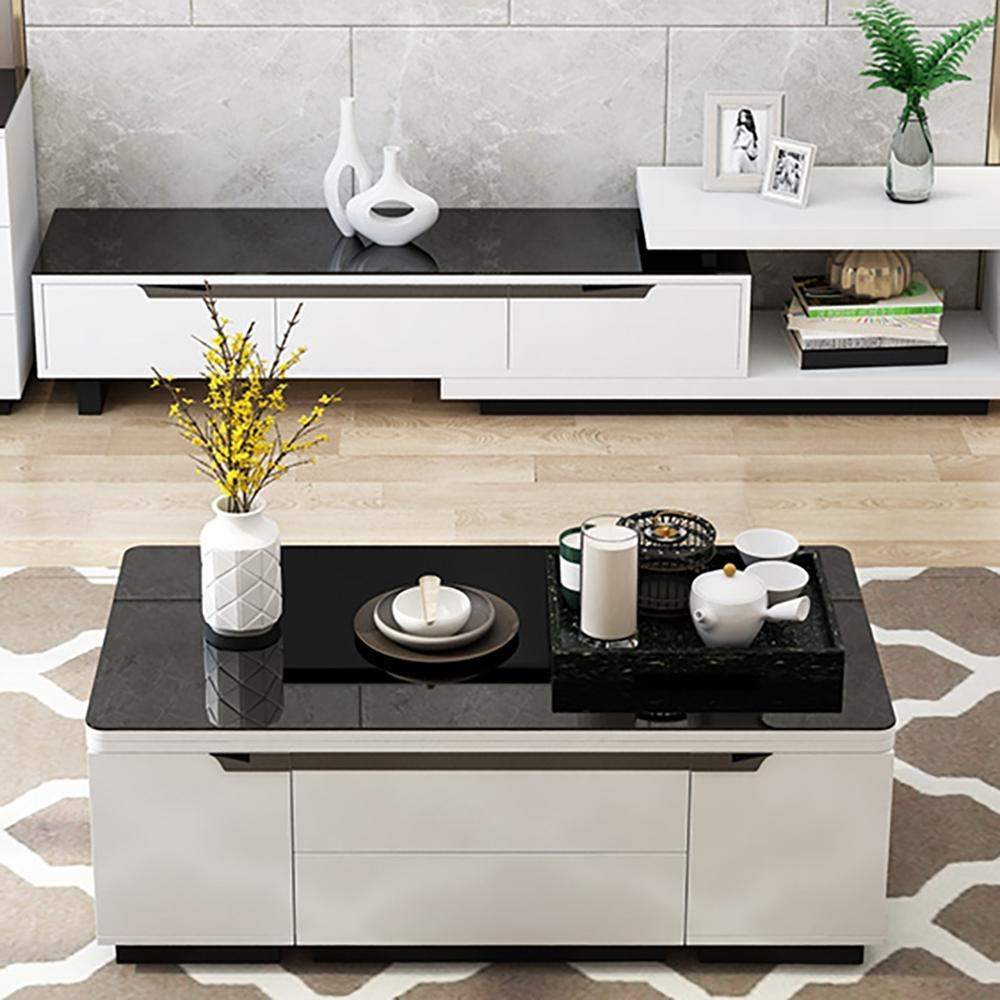 Modern White Lift Top Coffee Table with Drawers & Storage Multifunction Table-Richsoul-Coffee Tables,Furniture,Living Room Furniture