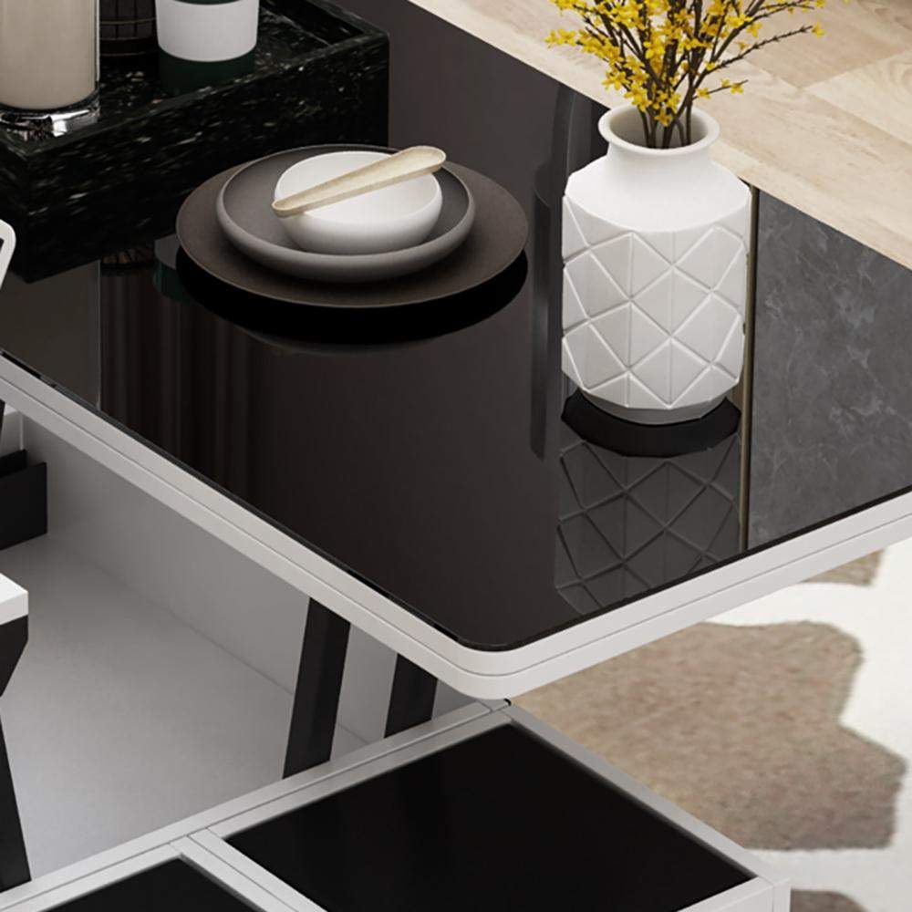 Modern White Lift Top Coffee Table with Drawers & Storage Multifunction Table-Richsoul-Coffee Tables,Furniture,Living Room Furniture