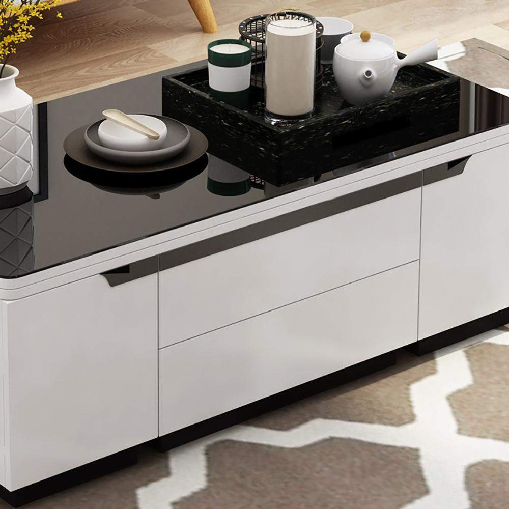 Modern White Lift Top Coffee Table with Drawers & Storage Multifunction Table-Richsoul-Coffee Tables,Furniture,Living Room Furniture