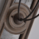 French Candle 3-Light Mirrored Wall Sconce Weathered Wood Panel & Metal