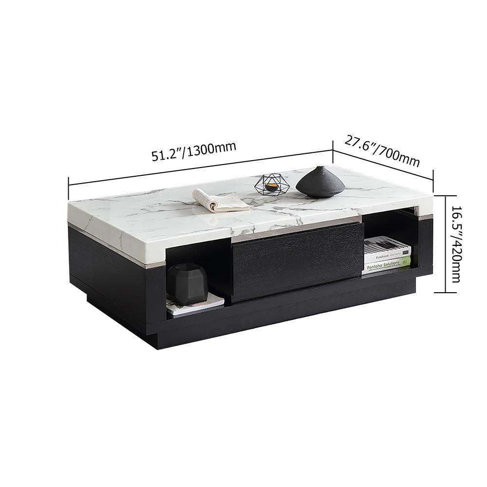 Modern Marble Coffee Table with Storage & Drawers in Wood-Wehomz-Coffee Tables,Furniture,Living Room Furniture